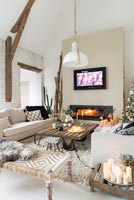 Modern country living room at Christmas 
