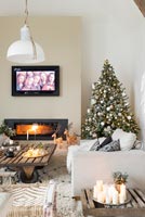 Modern living room at Christmas 