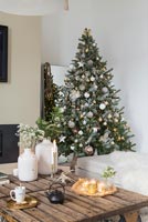 Christmas tree in modern living room 