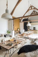 Modern country open plan living space at Christmas 