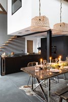 Modern dining room laid for Christmas