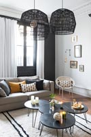 Monochrome living room with period details 