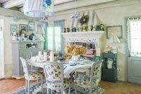 Blue and white country dining room 