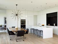 Modern dining room with bar area 