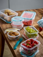 Selection of food in storage containers 