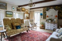 Eclectic furniture in country living room 