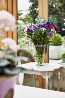 Flower arrangement on small table 