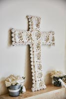Crucifix made out of seashells 