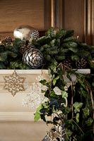 Christmas garland on mantelpiece 