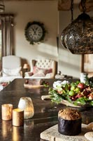 Country dining table decorated for Christmas 