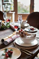 Country dining table decorated for Christmas 