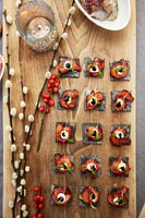 Canapes on chopping board - Christmas Dinner 