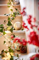 Christmas decorations on staircase 