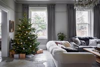 Classic living room decorated for Christmas 