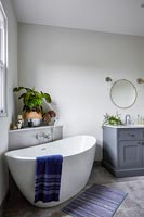 Freestanding bath in classic style bathroom 