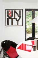 Black, white and red modern dining room 