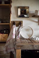 Tea towels in rustic kitchen 