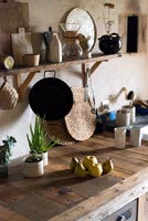Rustic kitchen worktop and shelf 
