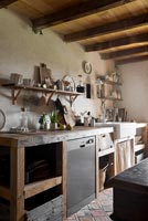 Rustic kitchen worktop and shelf 