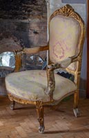 Vintage gilt and pink damask chair 