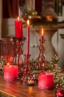 Table decorated with Christmas candles 
