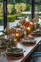 Detail of modern dining table at Christmas 
