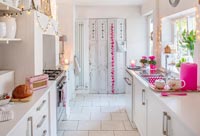 White and pink kitchen 
