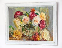 Framed classic painting of roses 