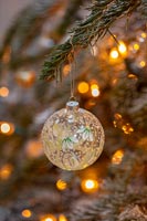 Glass bauble on Christmas tree 