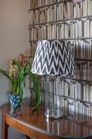 Black and white patterned lampshade 