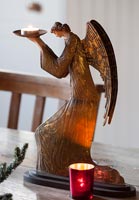 Golden angel candle holder 