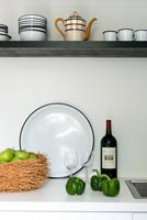 Shelf and accessories in modern kitchen 