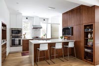 Modern wooden and white kitchen 