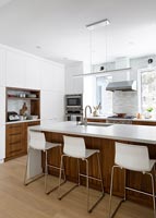 Modern wooden and white kitchen 