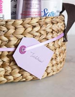 Labeled toiletry basket 
