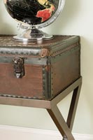 Vintage suitcase reused as a bedside table 