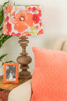Colourful floral lampshade in modern living room 