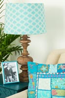 Patterned lampshade and cushion 