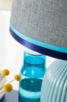 Detail of blue and grey lampshade 