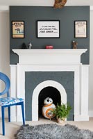 Painted fireplace in childrens room 