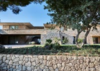 Modern stone country house exterior 