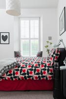 Black white and red modern bedroom 
