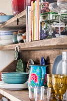 Shelves in country kitchen 