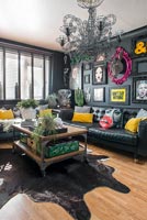 Eclectic black living room 