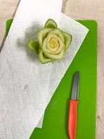 Celery rose cut out to create a pattern stamp