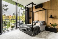 Modern bedroom with sliding doors