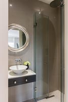 Small bathroom sink and mirror 