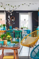 Colourful living and dining room decorated for Easter 