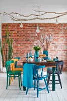 Modern dining room decorated for Easter holidays 