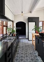 Modern kitchen with patterned floor